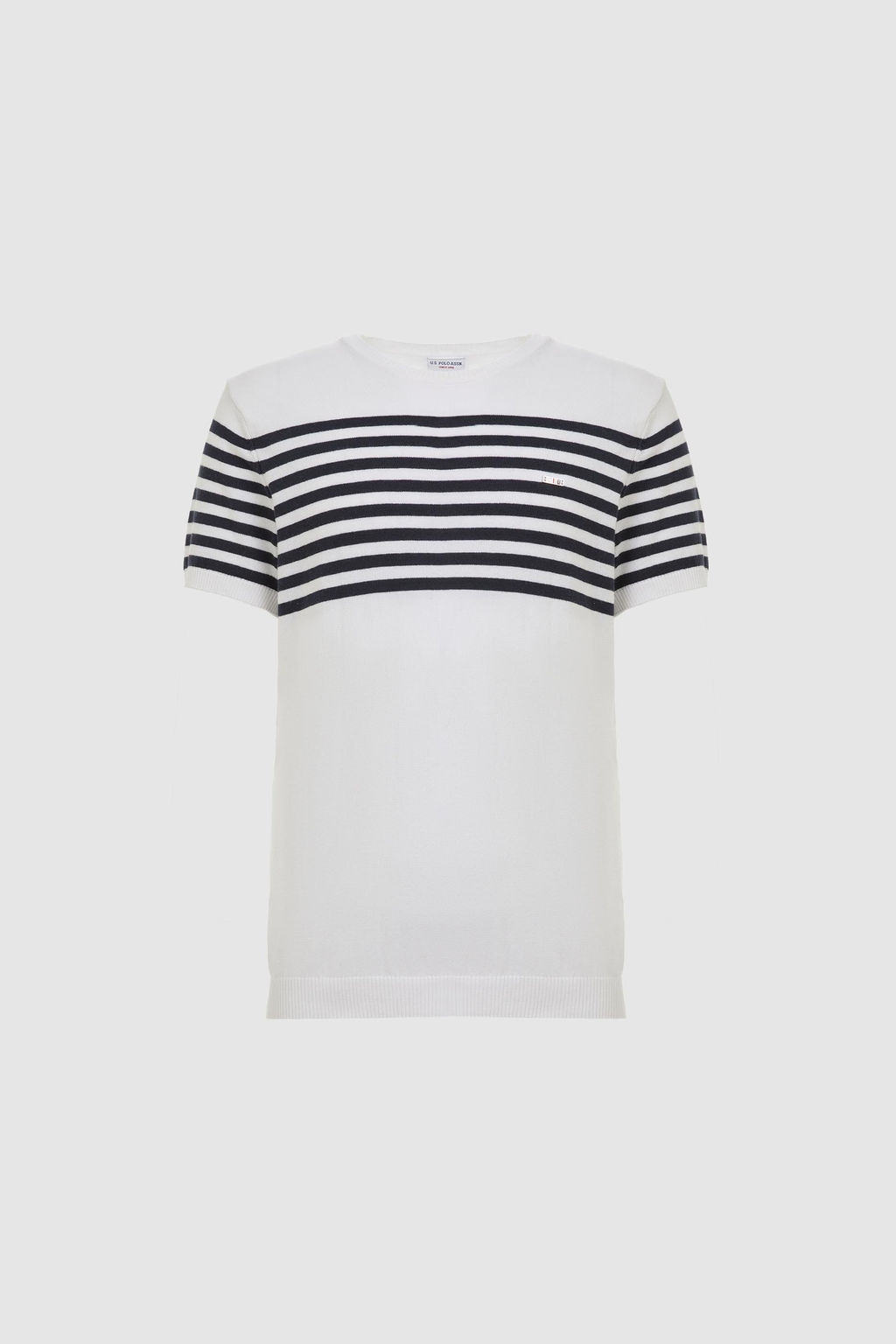 Erkek Slim Fit Bisiklet Yaka Beyaz Triko Ti__rt