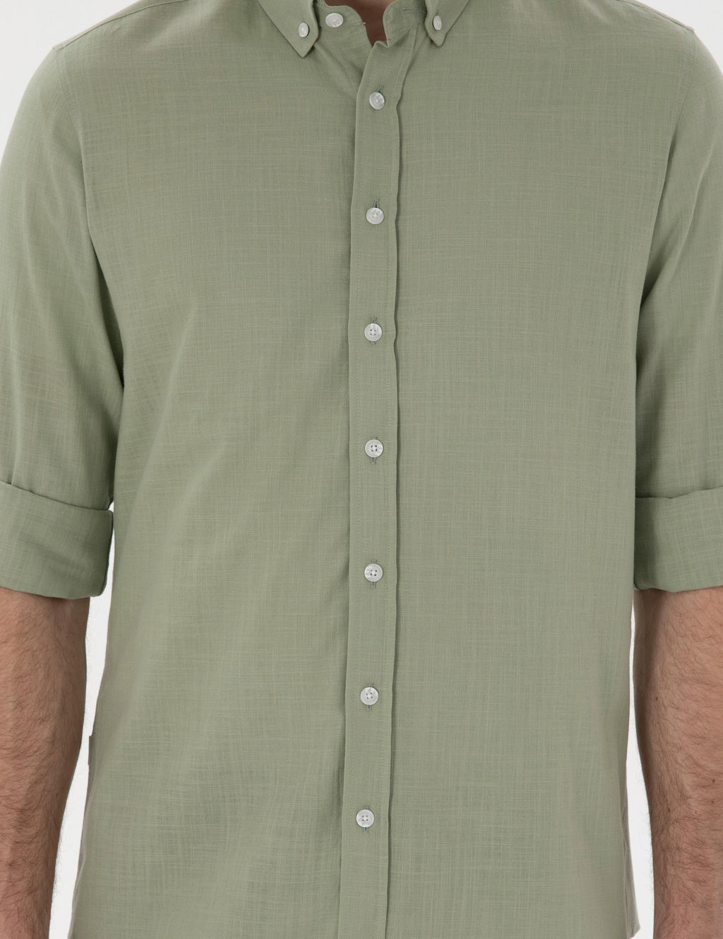 _a_la Slim Fit Keten G_r_n_ml_ G_mlek - Pierre cardin фото 6