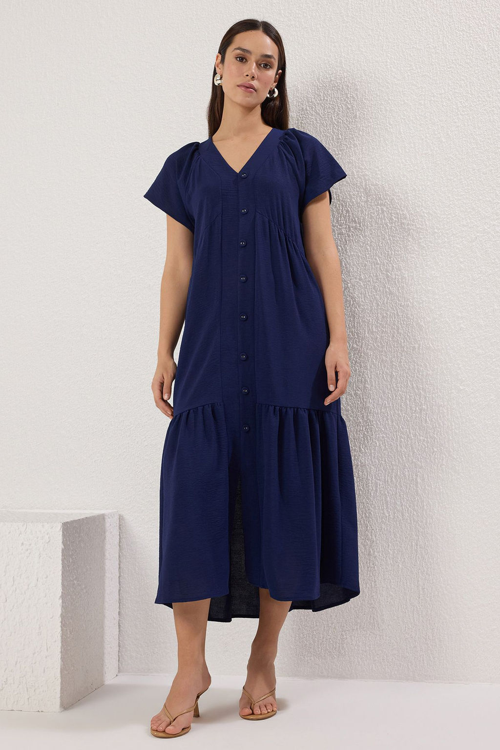 Haki Duz Midi Dokuma Elbise TWOSS25EL00629 - Trendyolmilla фото 5