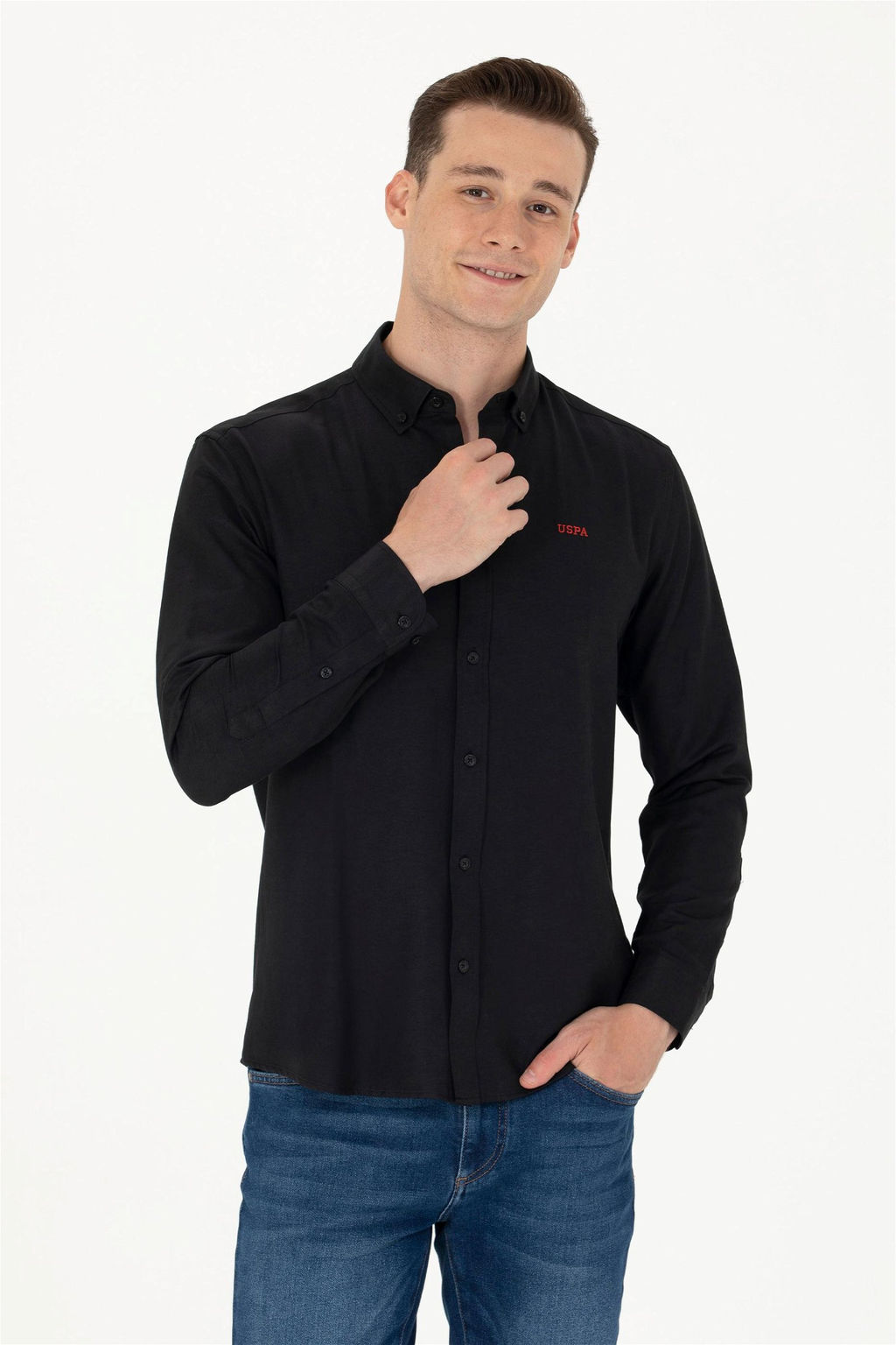 U. S. Polo Assn Мужская черная базовая рубашка с длинным рукавом - U.s. polo assn фото 8