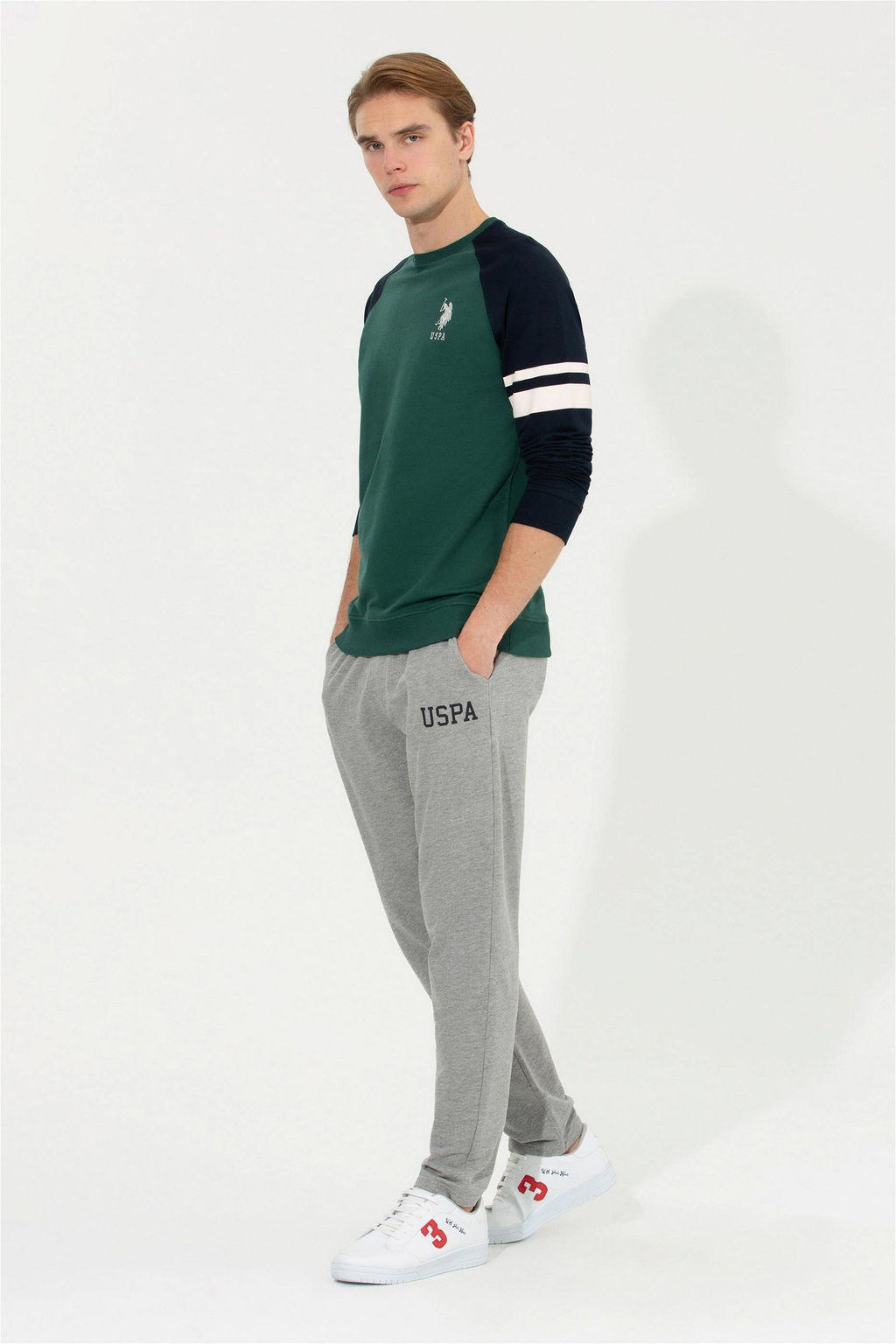 Мужские серые меланжевые спортивные штаны - U.s. polo assn фото 3