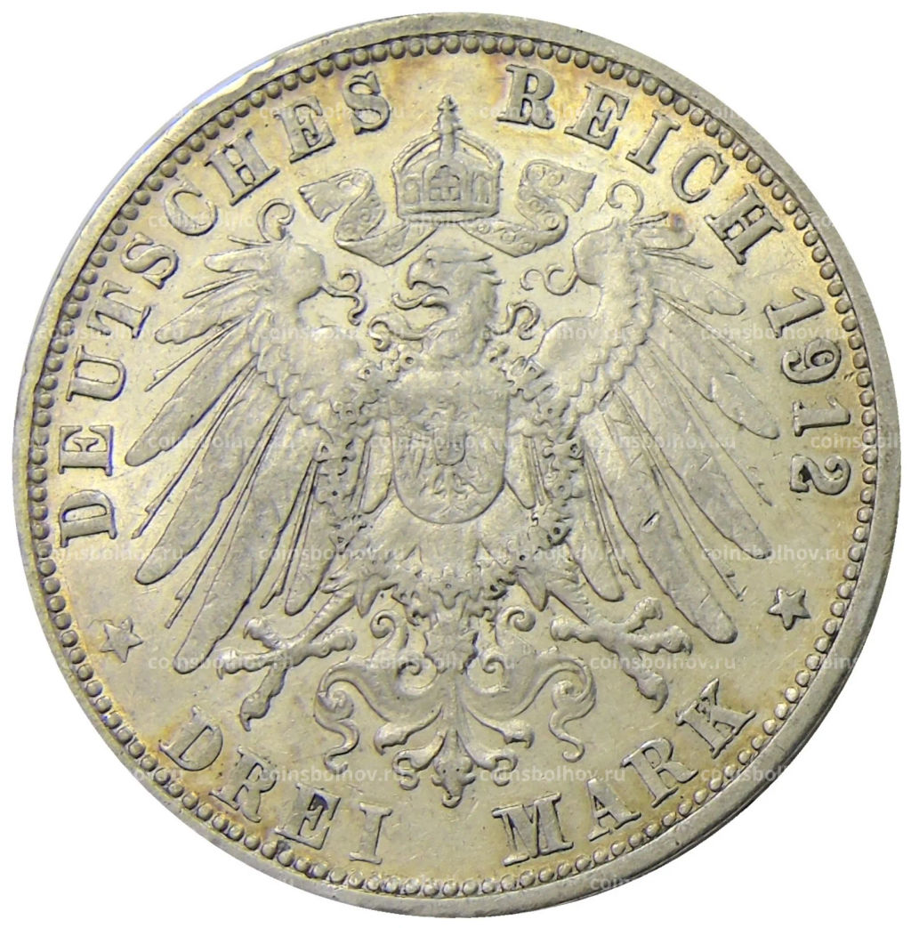 3 марки 1912 года F Германия (Вюртемберг)