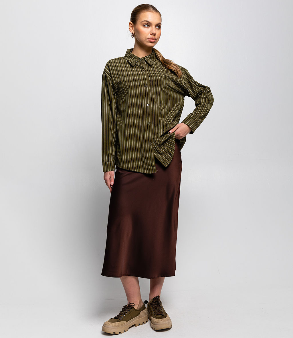 Рубашка #КТ8843 (1), хаки - Dommod фото 4