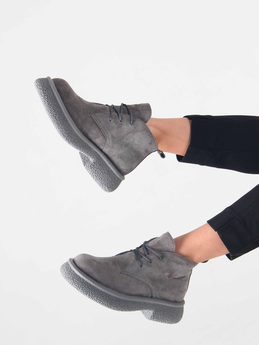 Ботинки 308.агата gr. серый замок замша б/Байка