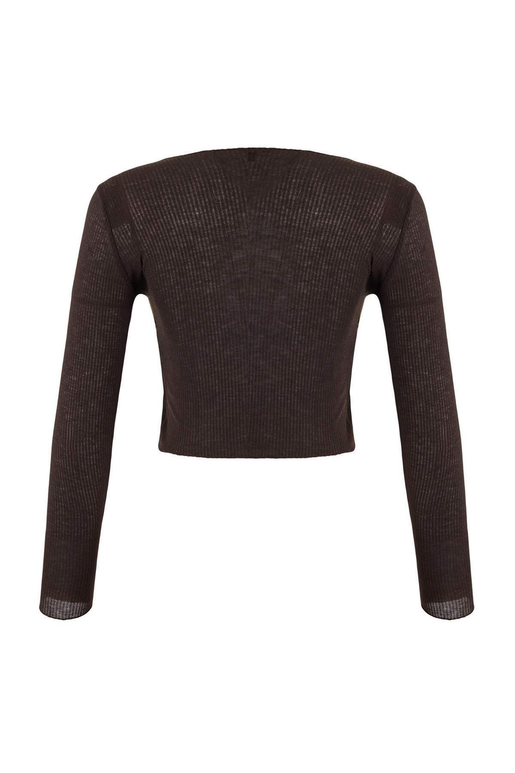 Kahverengi Transparan Bisiklet Yaka Esnek Orme Bluz TWOSS26BZ00240 - Trendyolmilla фото 6