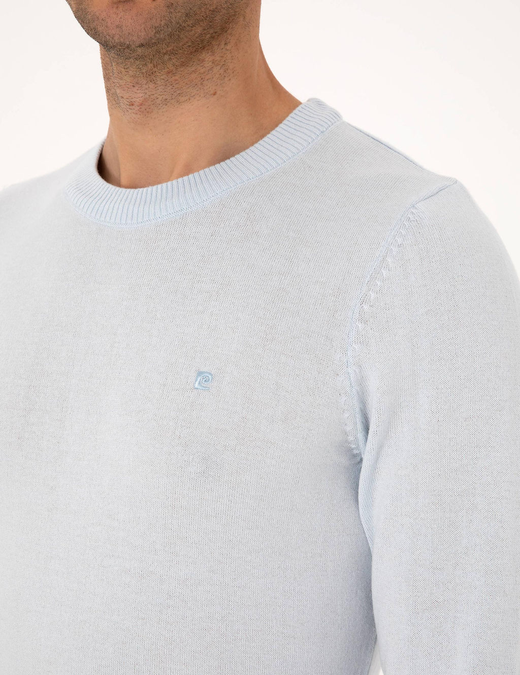 A__k Mavi Slim Fit Bisiklet Yaka Basic Triko Kazak - Pierre cardin фото 7