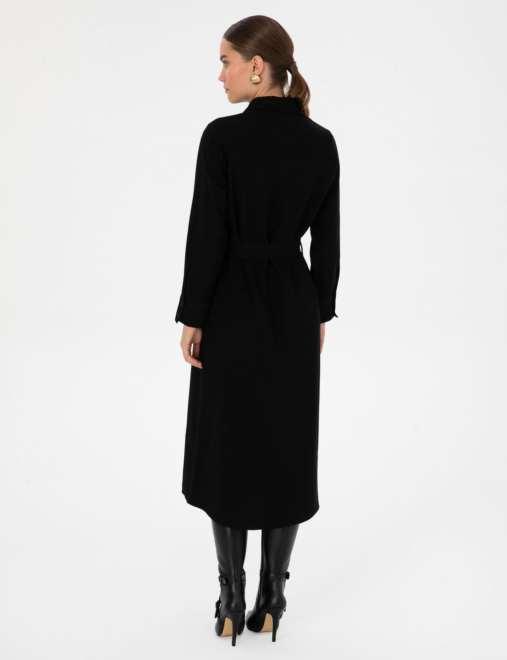 Siyah Comfort Fit Dokuma Elbise - Pierre cardin фото 4