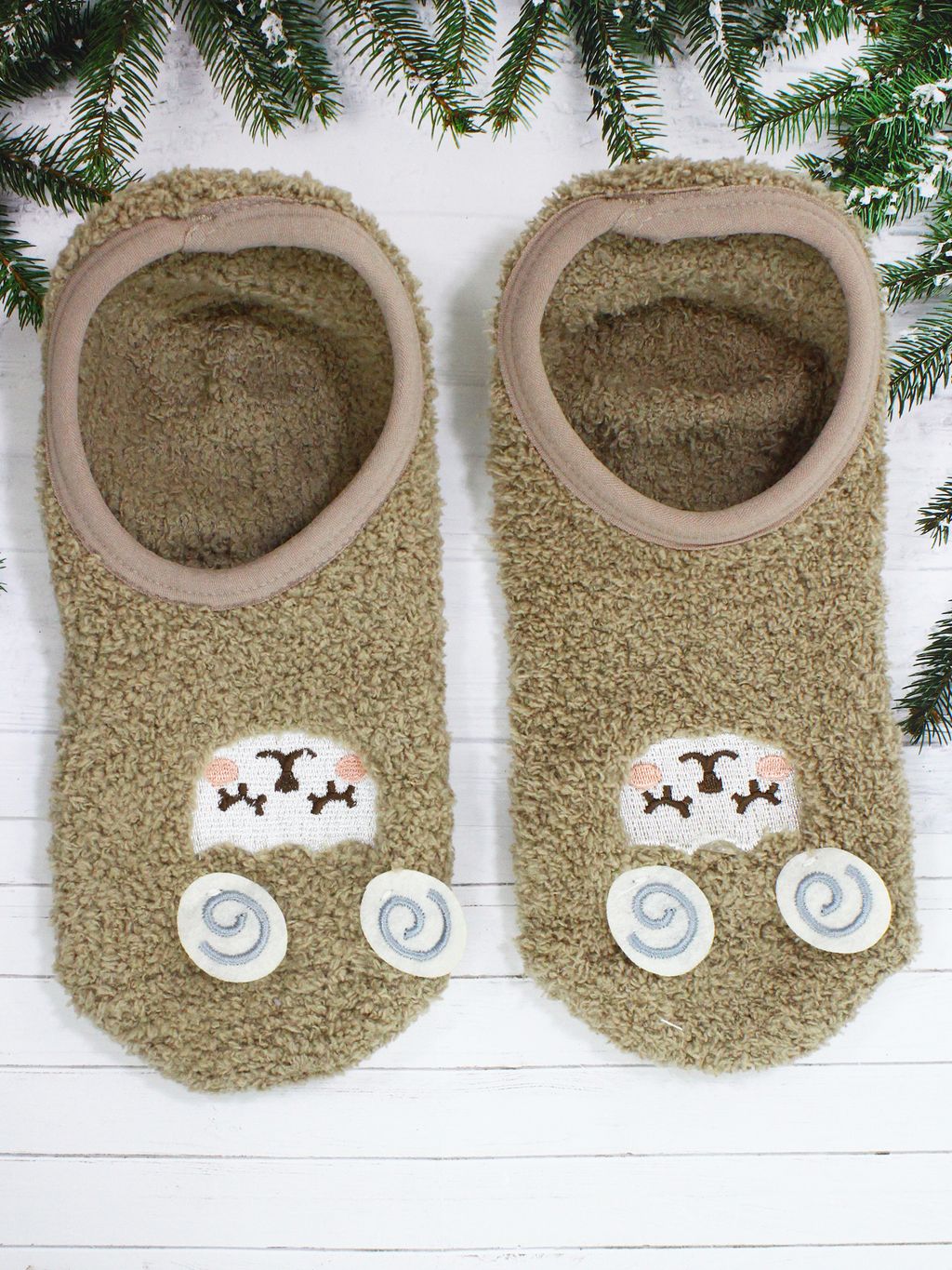 Носки-Тапочки МахровыеОвечки Коричневые - Krumpy фото 4
