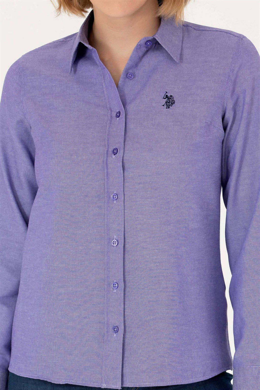 U. S. Polo Assn Женская фиолетовая базовая рубашка с длинным рукавом - U.s. polo assn фото 6