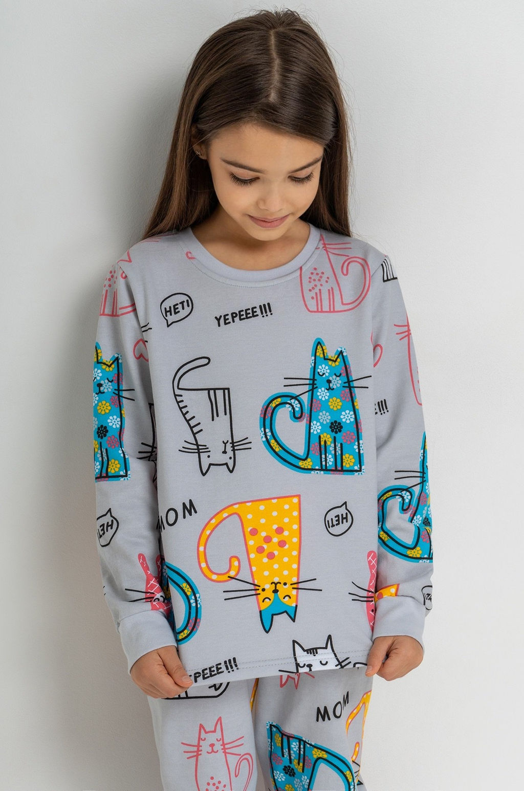 Хлопковая пижама для девочки из футера с начесом Happyfox - Happy fox фото 15