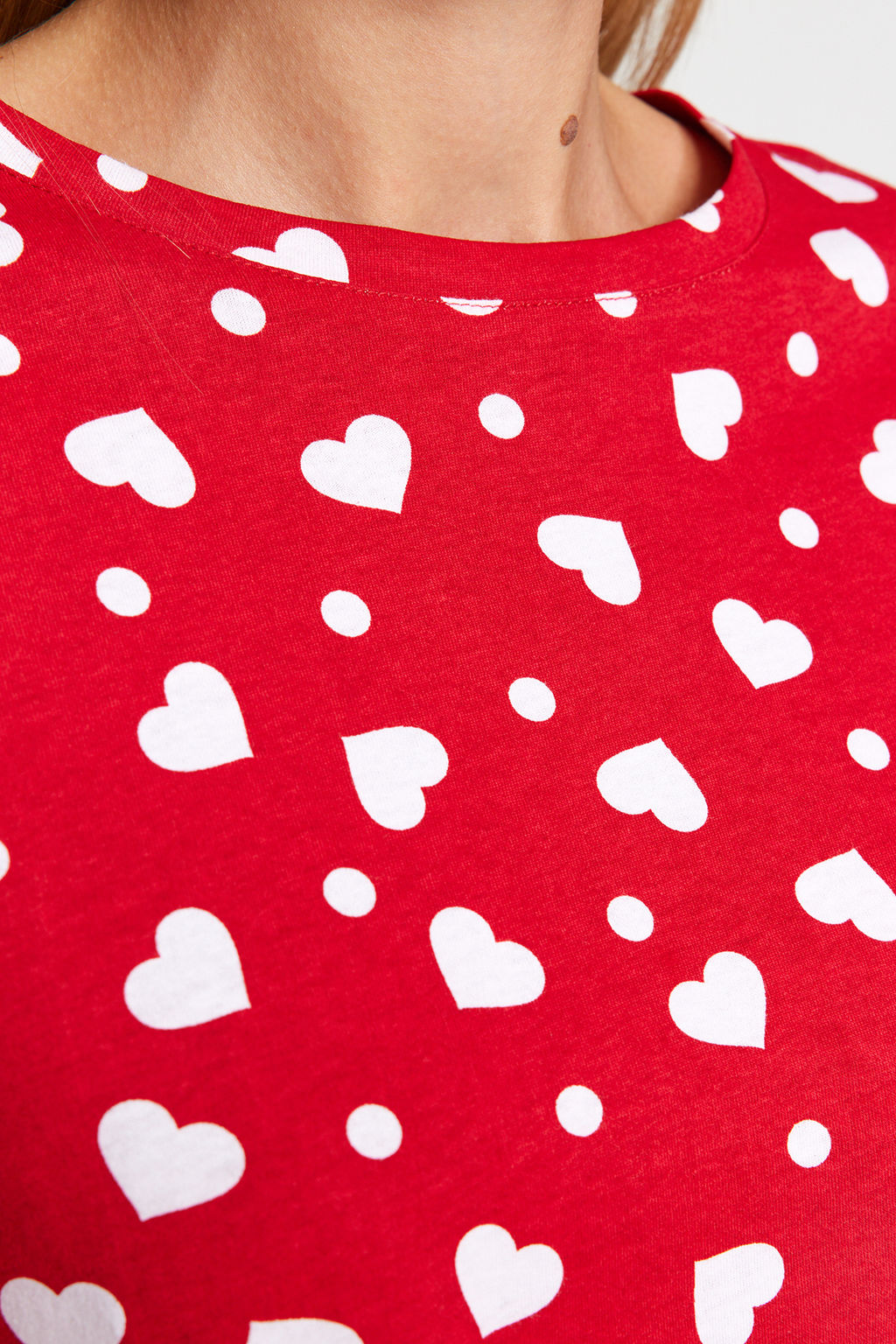 Trendyolmilla K?rm?z? %100 Pamuklu Kalpli Tshirt-Pantolon Orme Pijama Tak?m? THMAW24PT00124