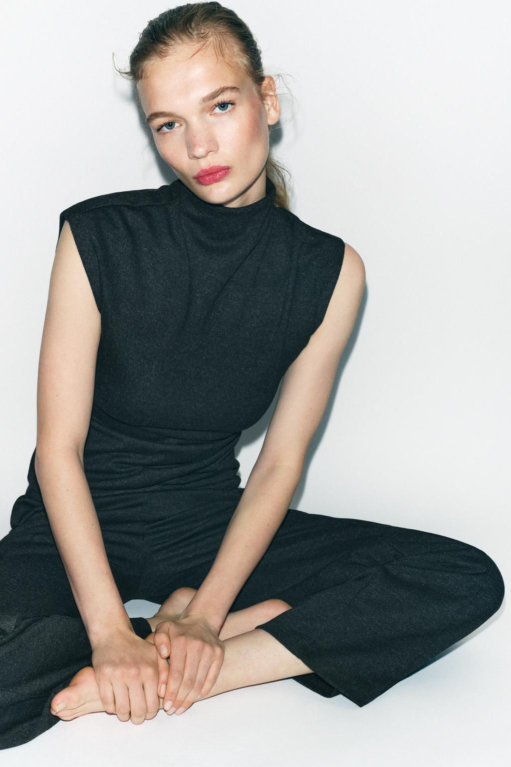 SOFT INTERLOCK TOP WITH DRAPED SIDE DETAIL - Zara фото 3