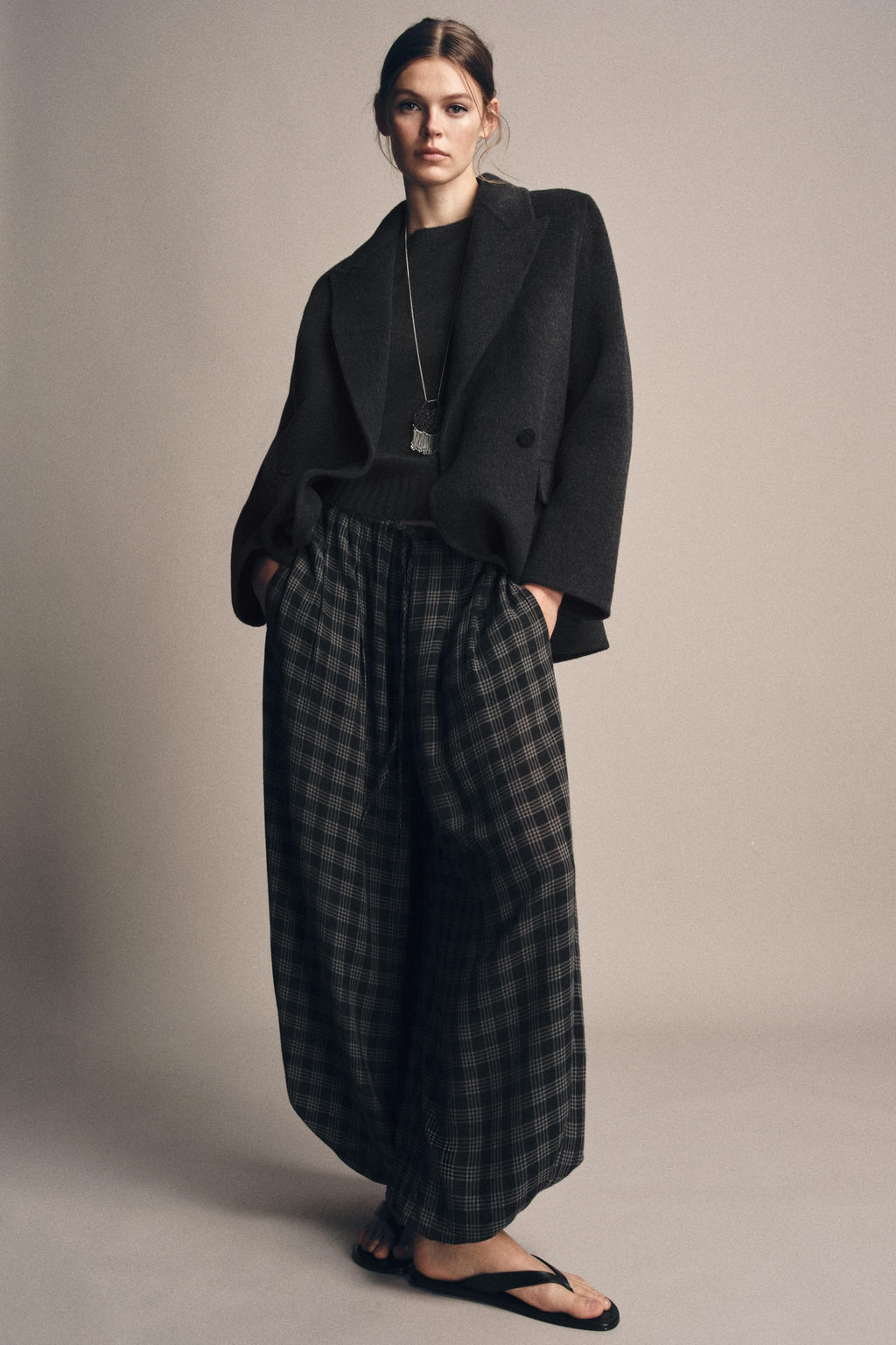 DOUBLE-BREASTED WOOL BLEND BLAZER ZW COLLECTION