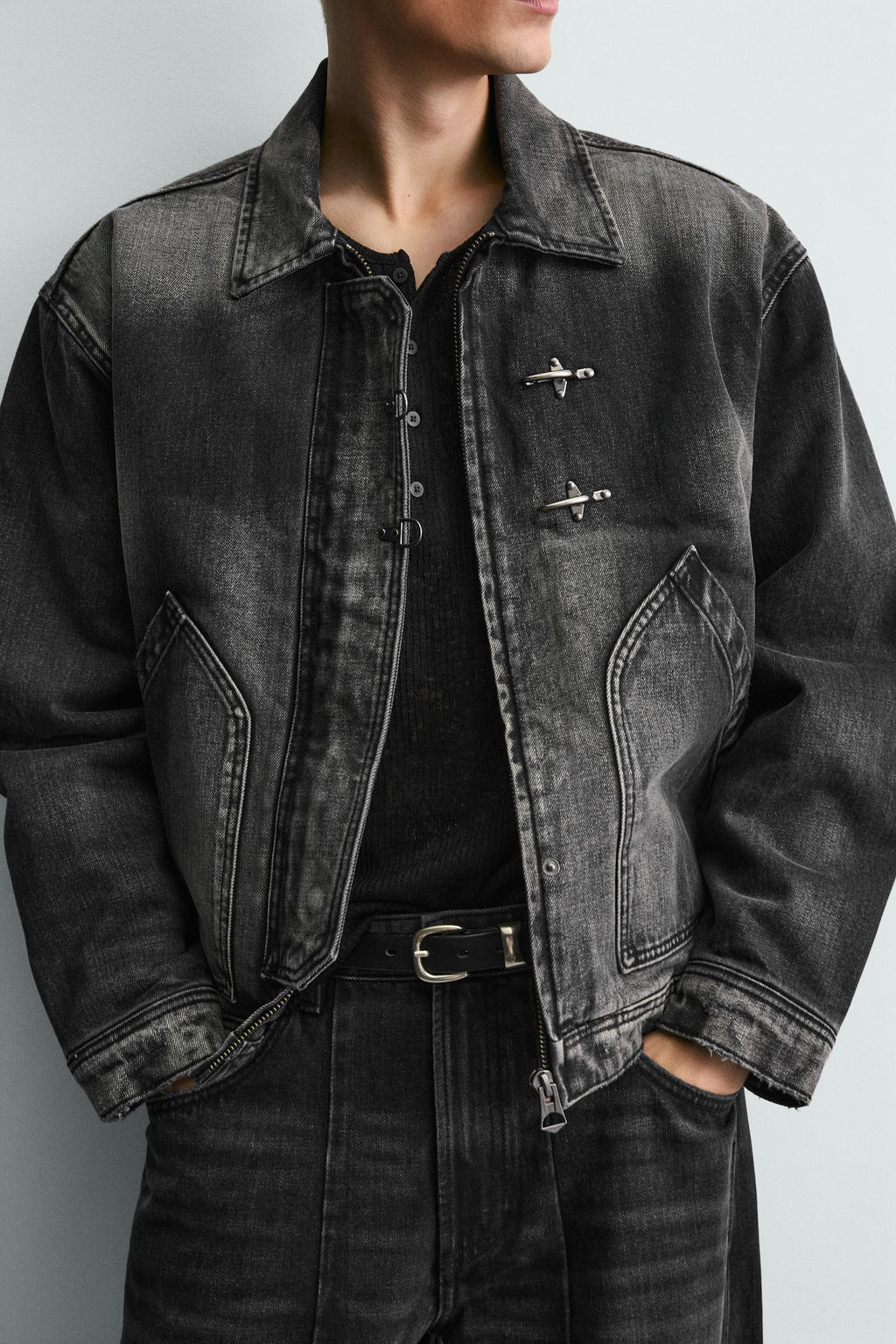 CAZADORA DENIM BOXY FIT ALAMARES / Carb?n - Zara фото 6