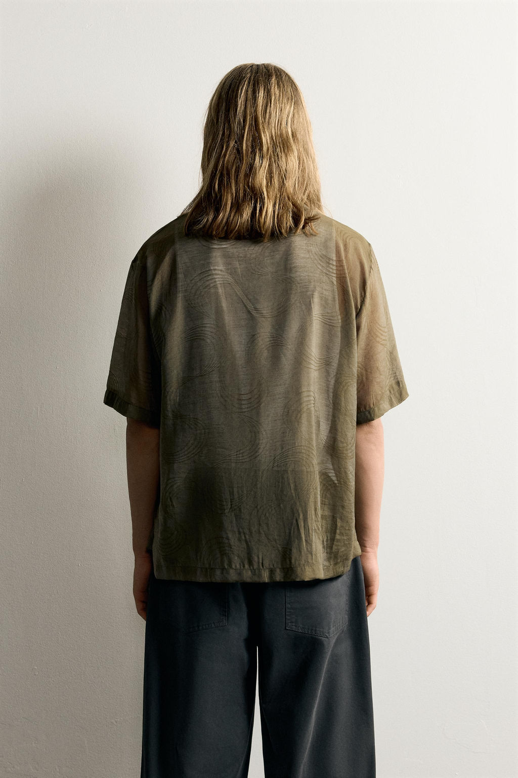 CAMISA FLUIDA JACQUARD / Khaki - Zara фото 3