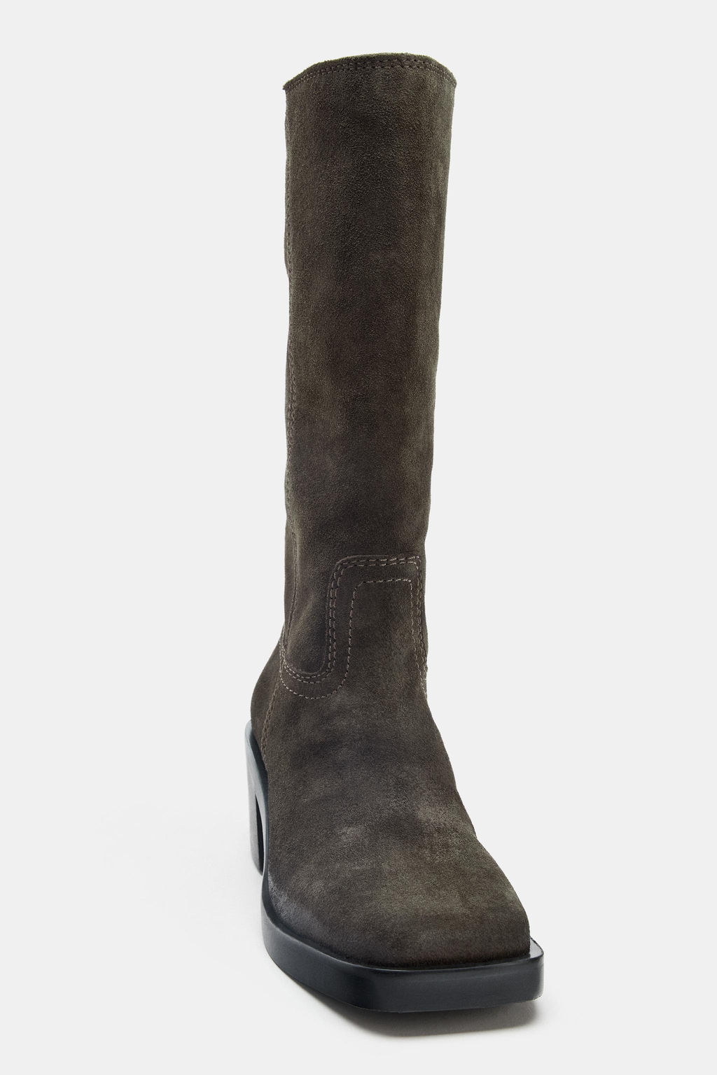 SPLIT SUEDE CONTRAST STITCH BOOTS - Zara фото 10