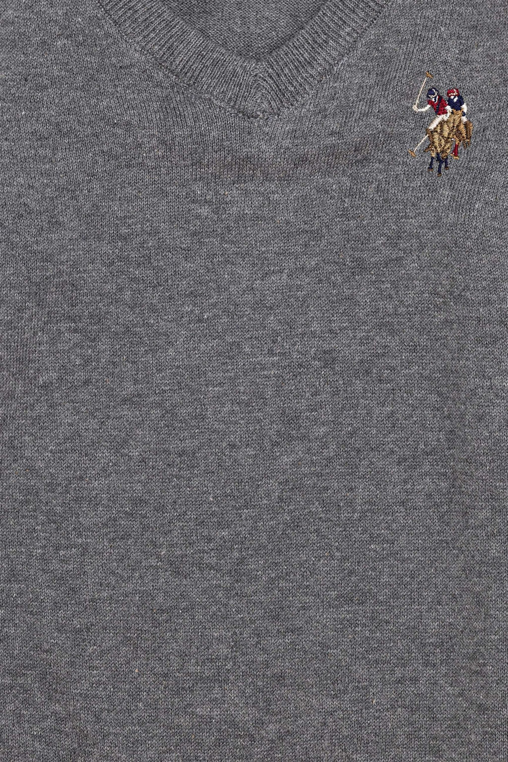 Boy Grey Melange V - Neck Knitwear Sweater Basic - U.s. polo assn фото 6