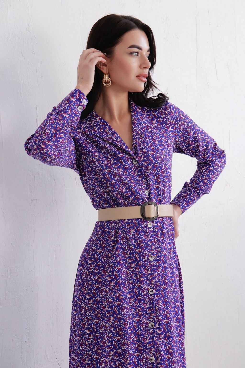 Платье-рубашка с английским воротником принт - Martichelli фото 304