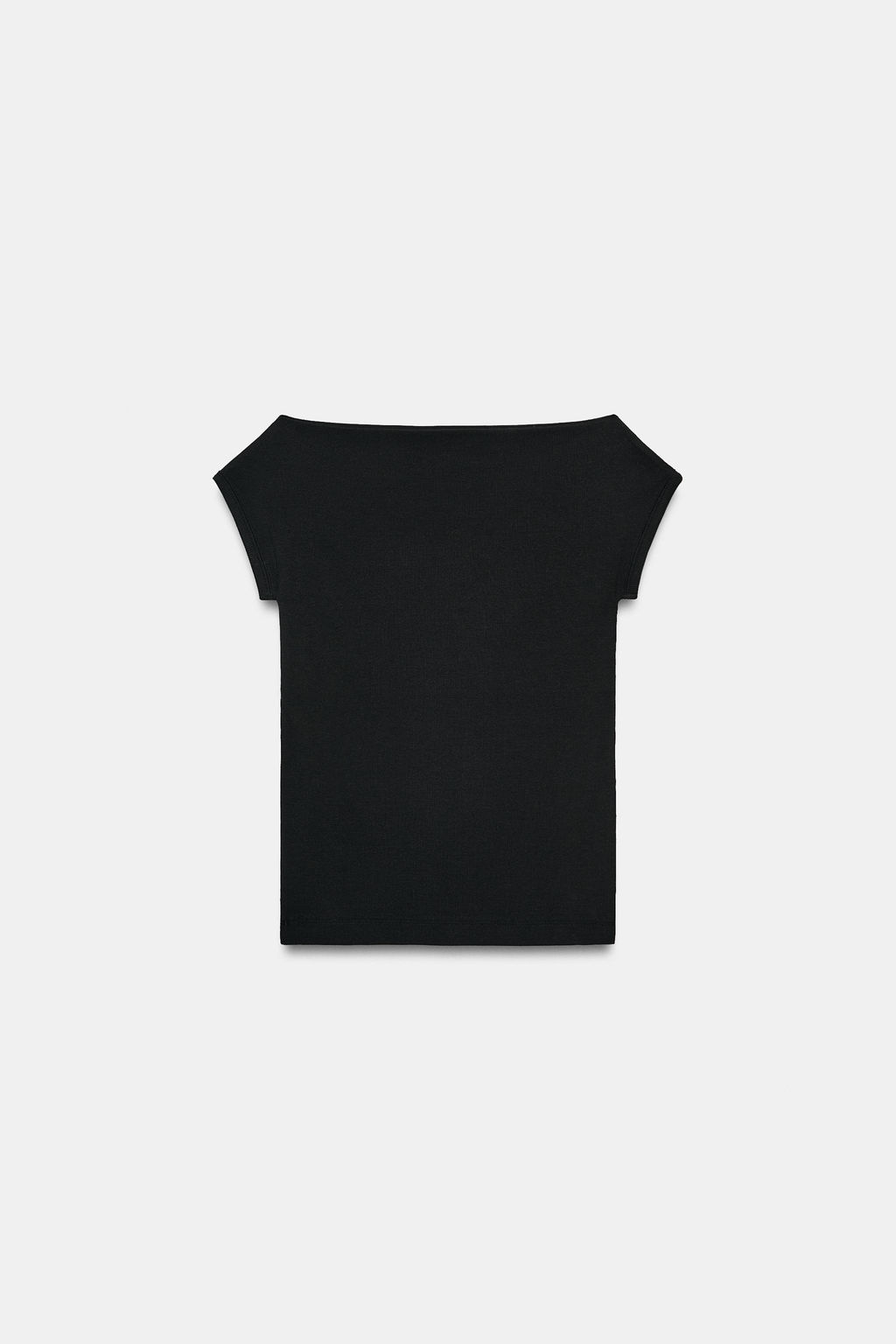 CAMISETA CUELLO BARCO / Negro - Zara фото 6