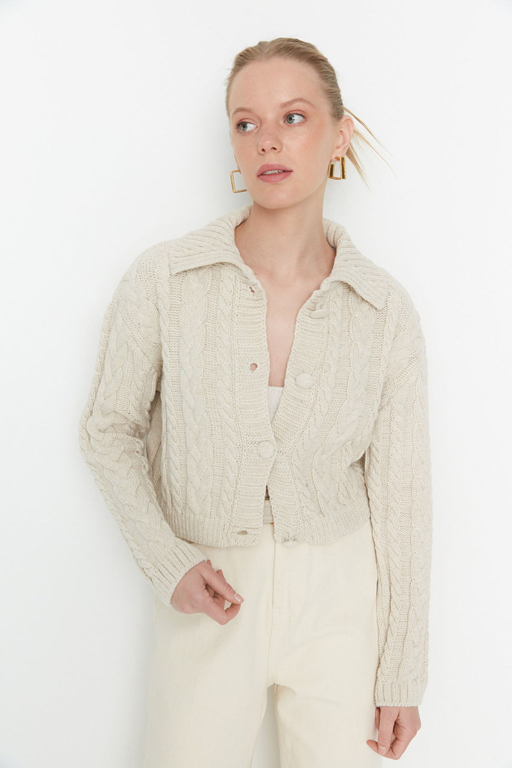 Tas Crop Polo Yaka Triko H?rka TWOAW22HI0448