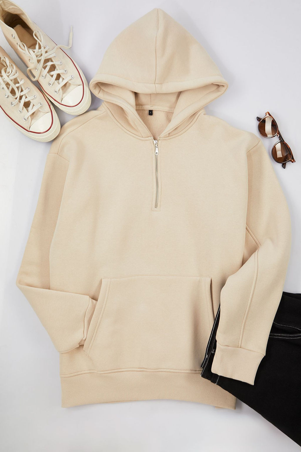 Tas Oversize/Genis Kesim Fermuarl? Kapusonlu Ici Polarl? Basic Sweatshirt TMNAW25SW00050