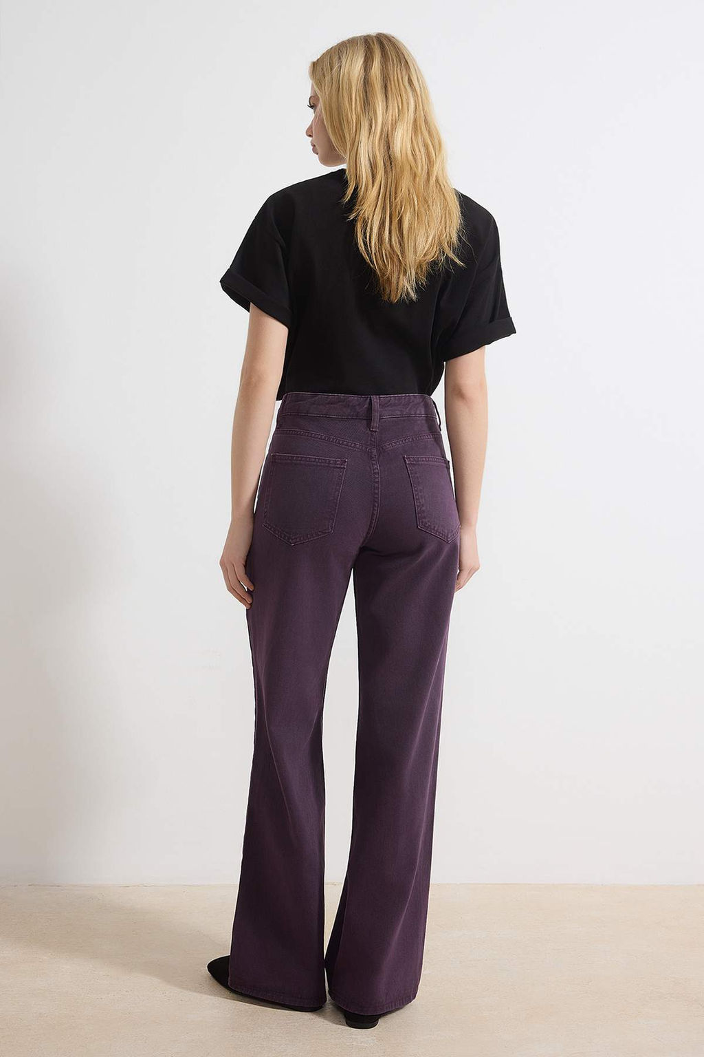 Mor Y?kama Efektli Yuksek Bel %100 Pamuk Uzun Boy Wide Leg Jeans TWOSS26JE00047 - Trendyolmilla фото 6