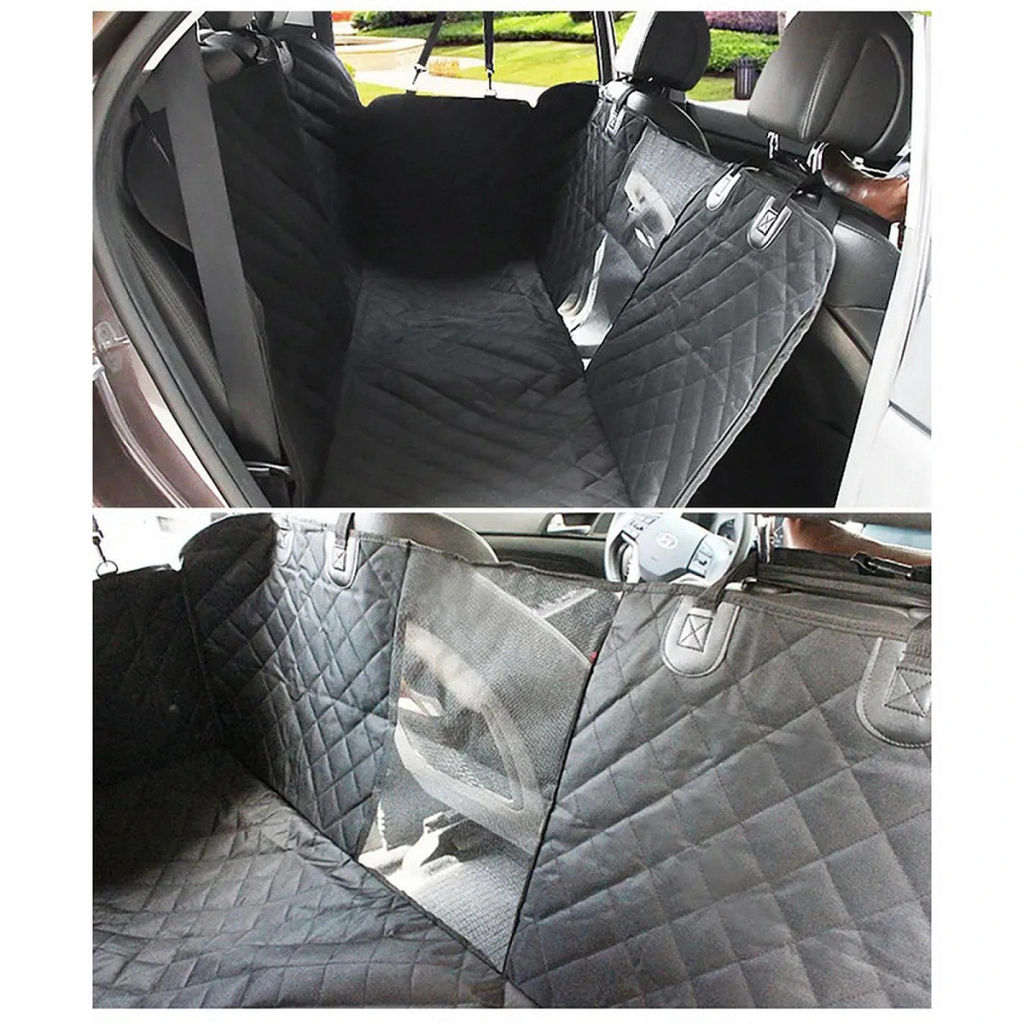 Автогамак для перевозки животных "Место Бро", цвет черный, влагозащ. ткань, ремень для крепл. к ошейнику, 133*140см