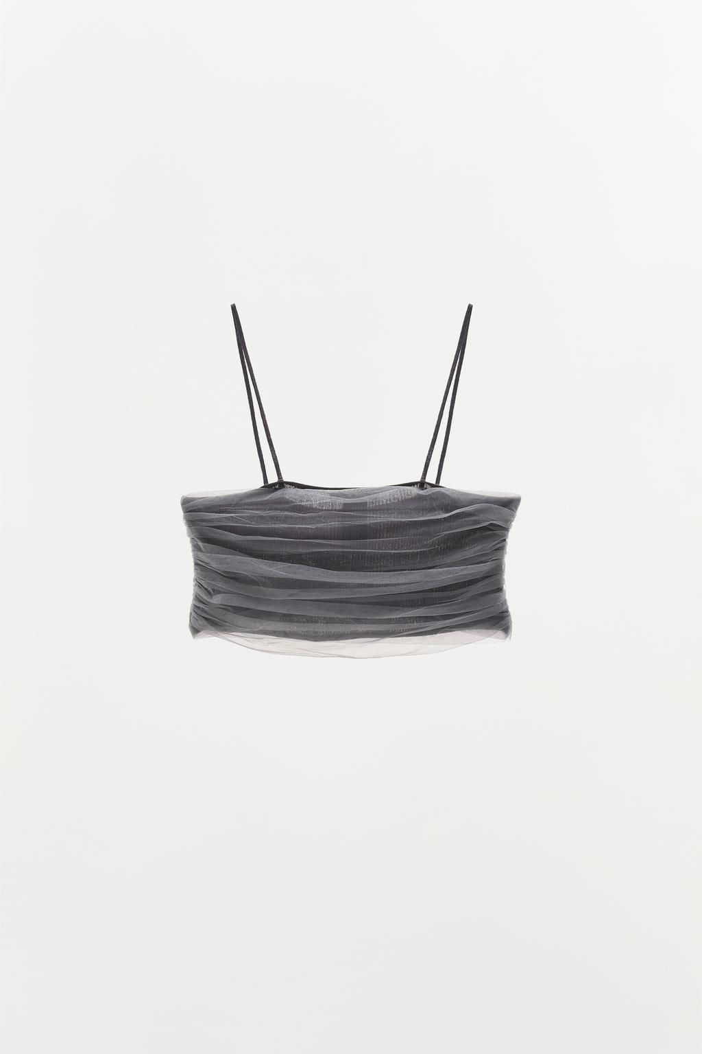 FINE KNIT TOP WITH JEWELS AND TULLE - Zara фото 6