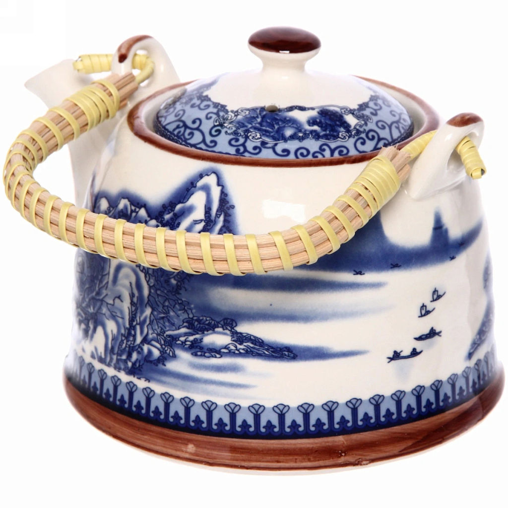 Чайник заварочный керамический 700мл с ситом "Зимний пейзаж"