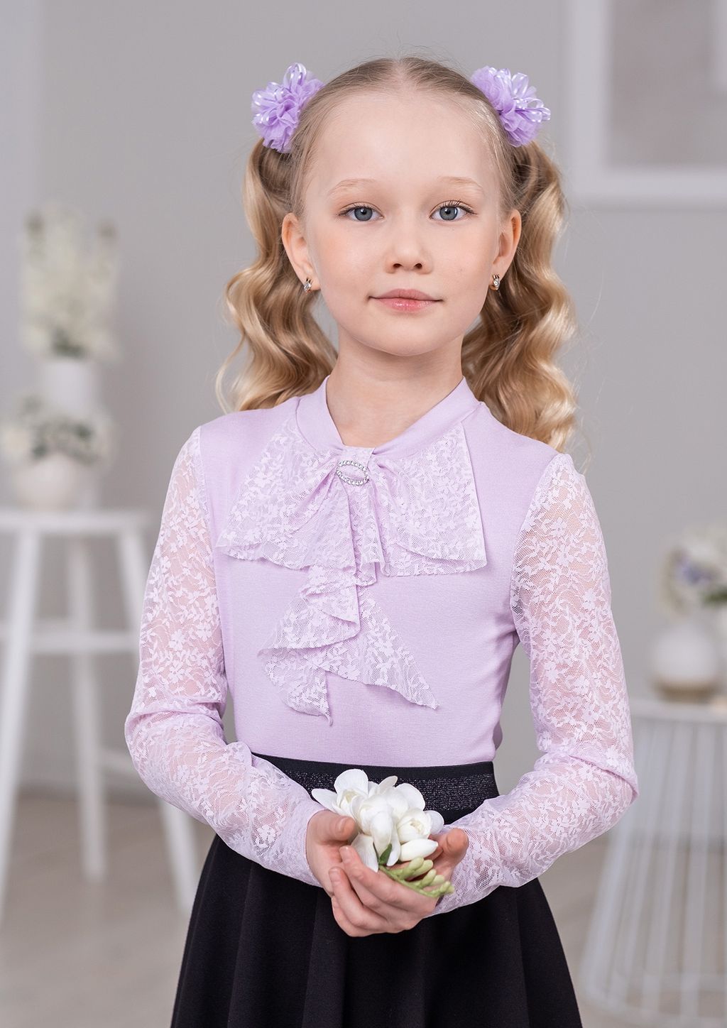 Фрита, блузка трикотажная сиреневый/122-60-54