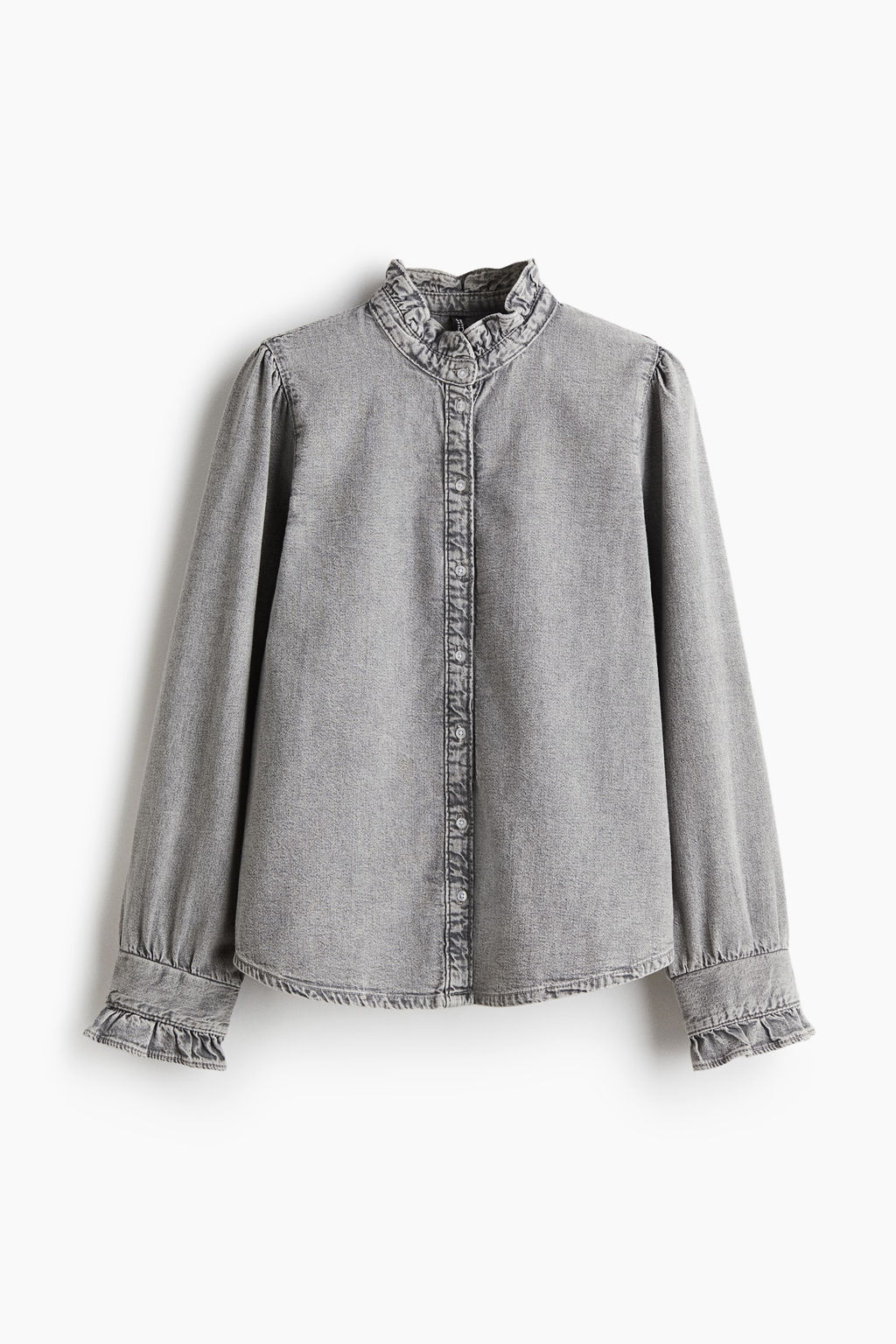 Blusa denim con ribetes de volante - H&m фото 2