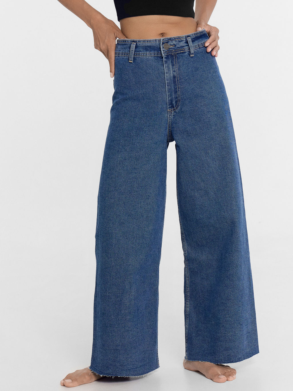 Брюки женские джинсовые wide leg синие голубой 2024-DTW905-1 - Mark formelle фото 4