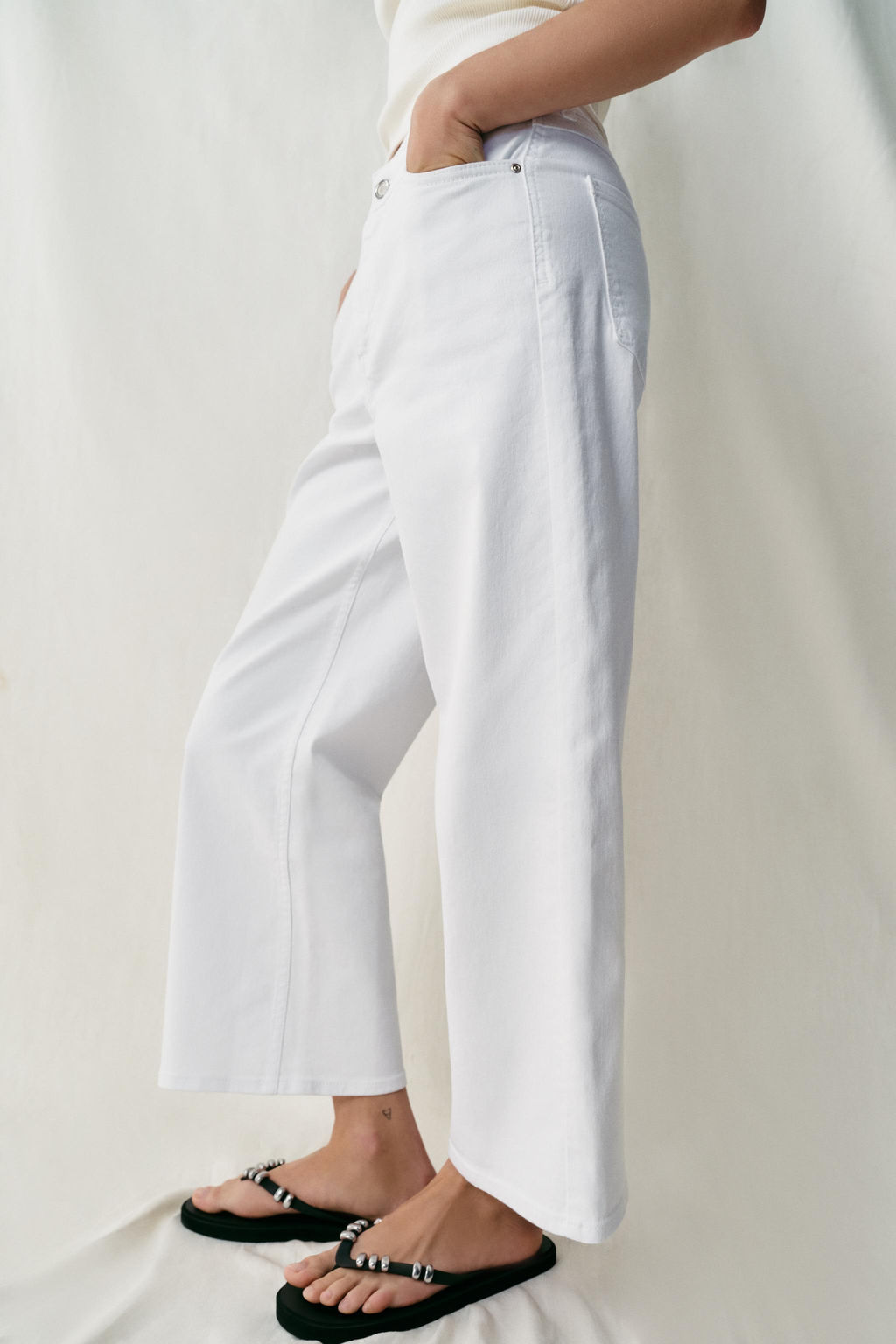 JEANS Z1975 CULOTTE TIRO ALTO COMFORT / Blanco - Zara фото 4