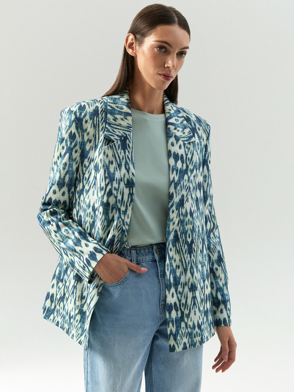 Жакет прямого кроя с принтом ЕМКА