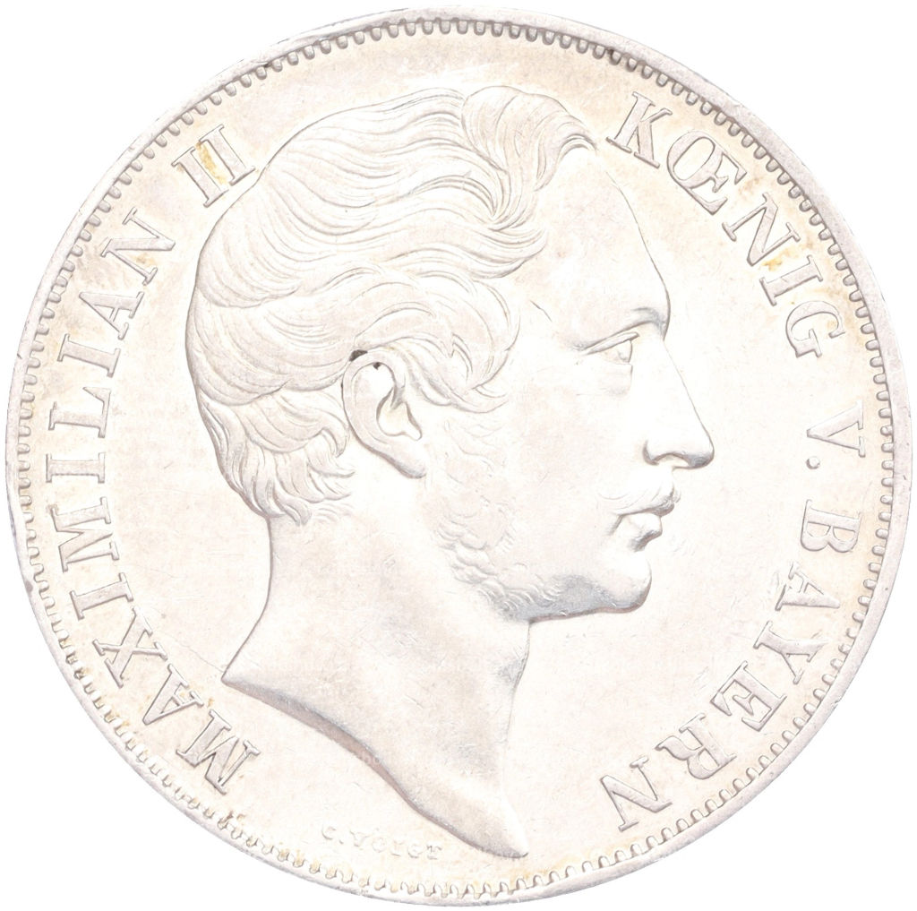 2 гульдена 1855 года Бавария Восстановление колонны Мадонны в Мюнхене