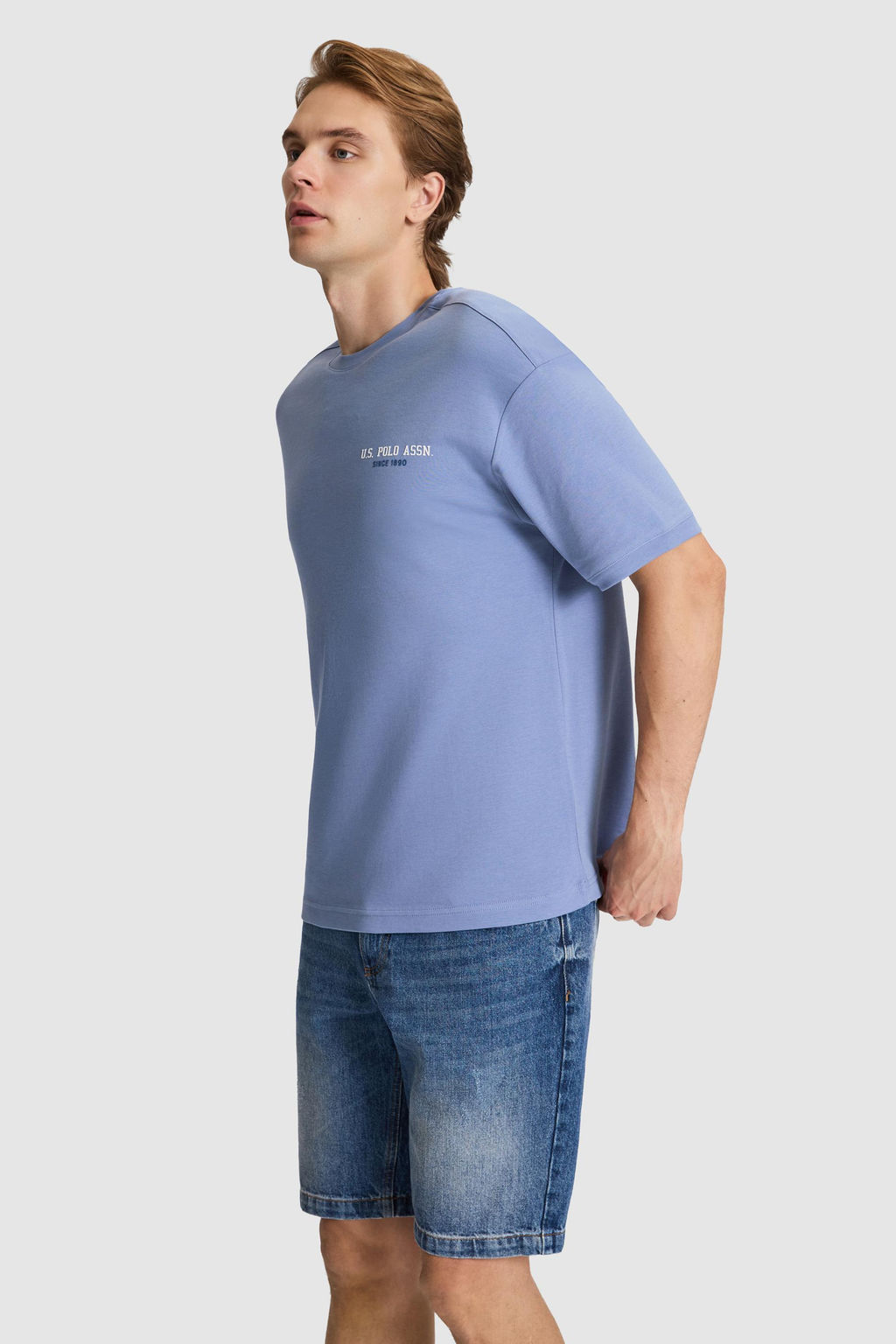 Erkek _ndigo Comfort Fit Bisiklet Yaka Ti__rt