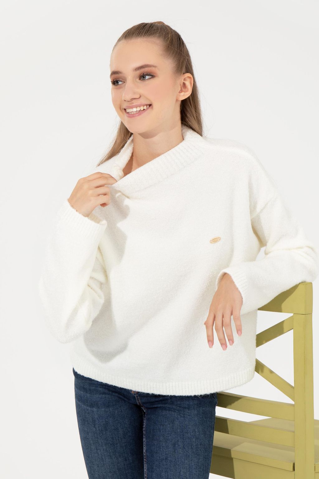 U. S. Polo Assn Женская кремовая водолазка с воротником - U.s. polo assn фото 4