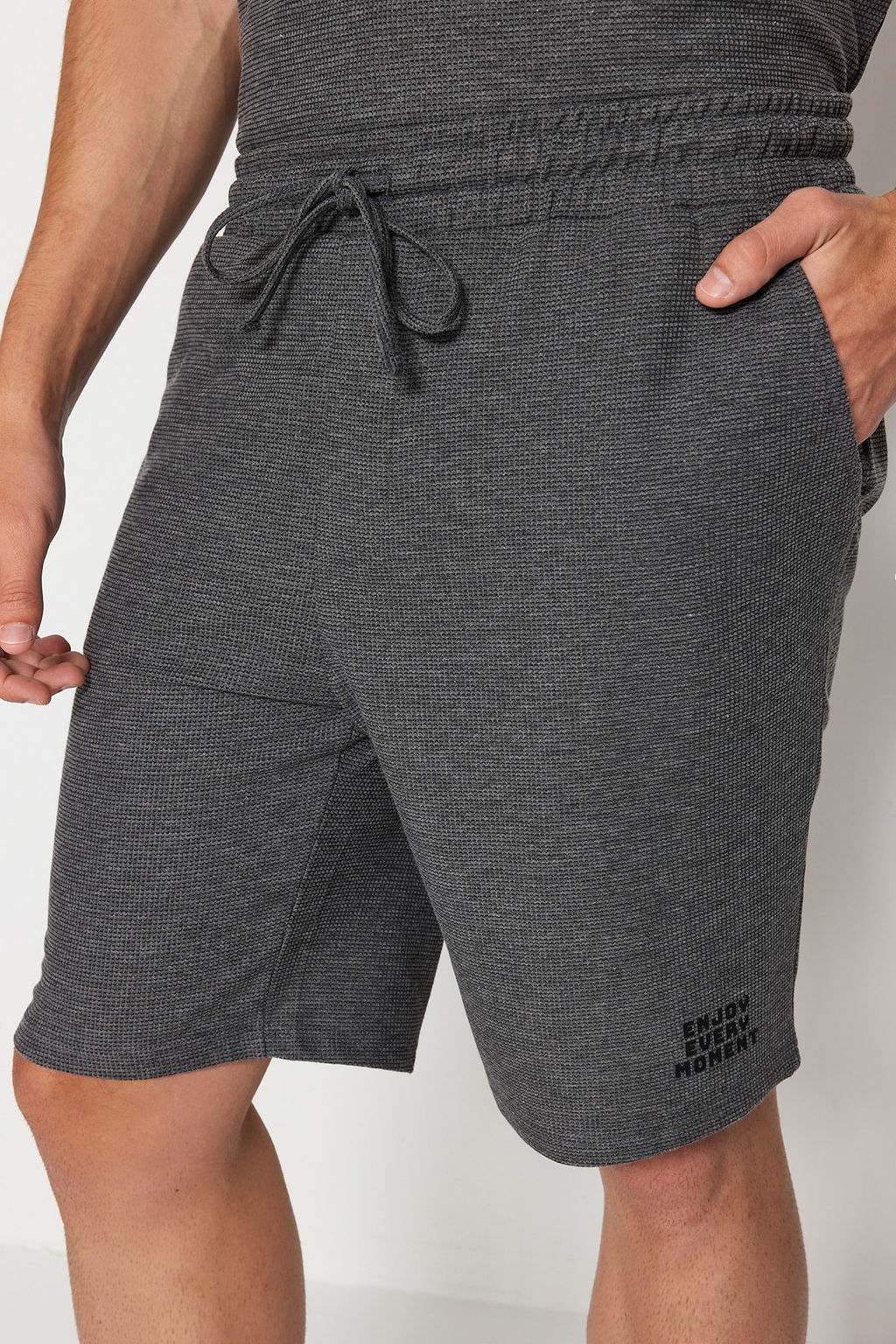 TRENDYOL MAN Mavi Regular Fit Waffle Sortlu Pijama Tak?m? TMNSS23PT00032 - Trendyolmilla фото 30