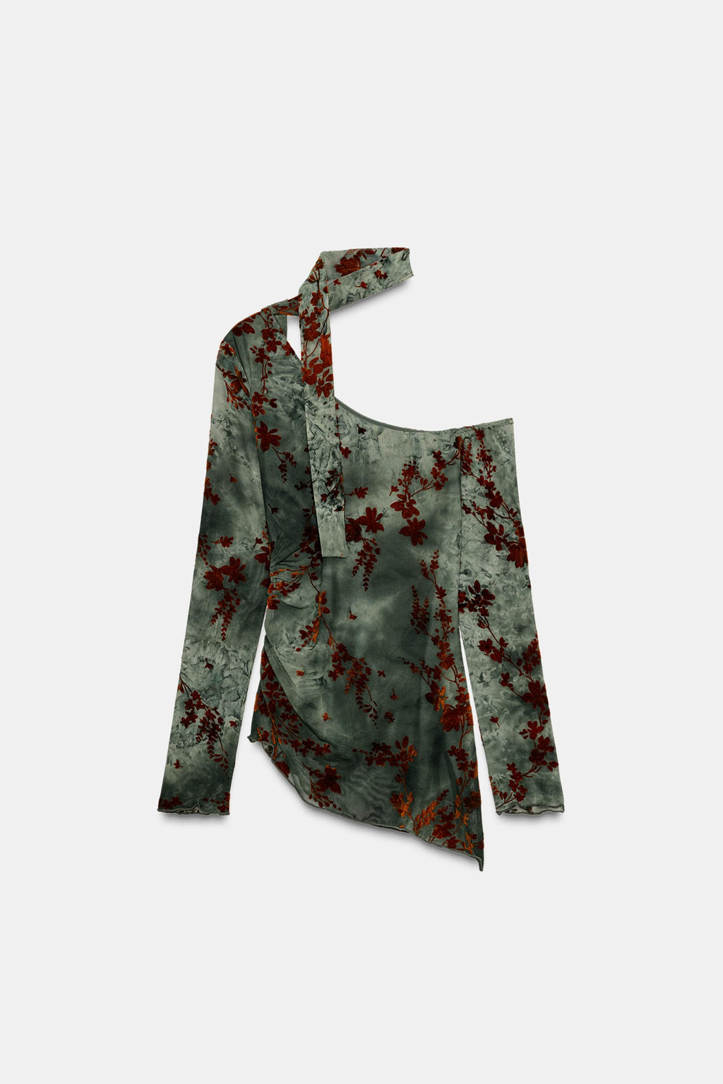 ASYMMETRIC FLOCKED TULLE TOP - Zara фото 5