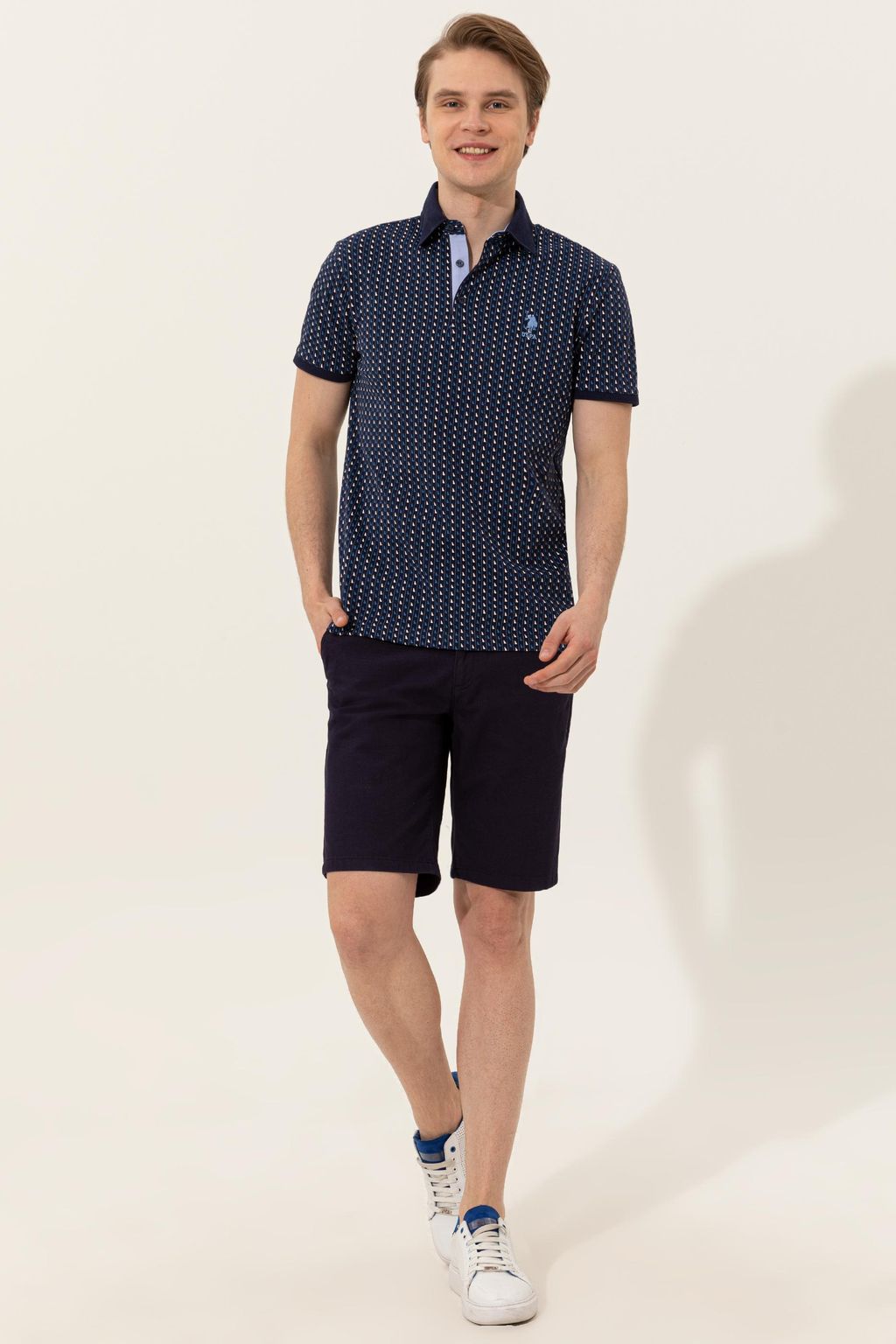 U. S. Polo Assn Мужская темно-синяя футболка с воротником-поло - U.s. polo assn фото 4