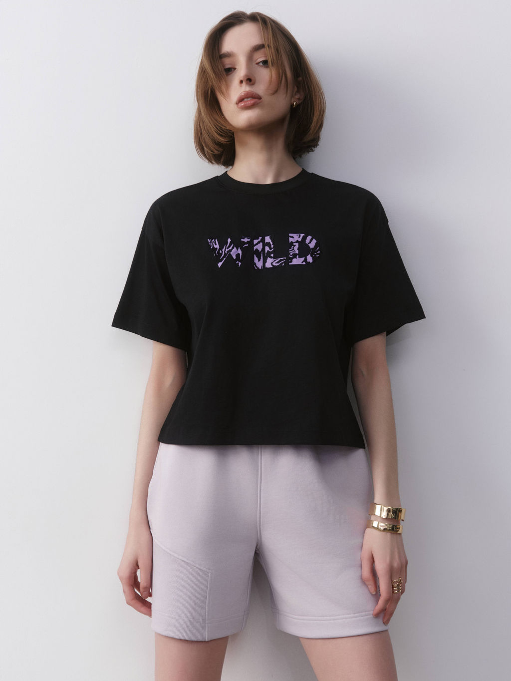 CONTE Футболка свободного кроя с рисунком и вышивкой Wild LD 2670 black-violet wild