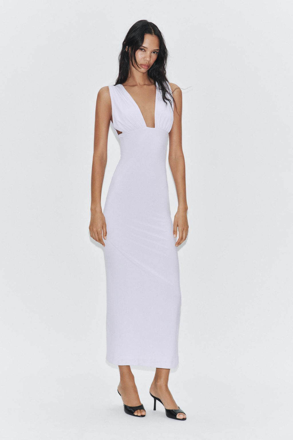 VESTIDO MIDI CORDONES / Lila