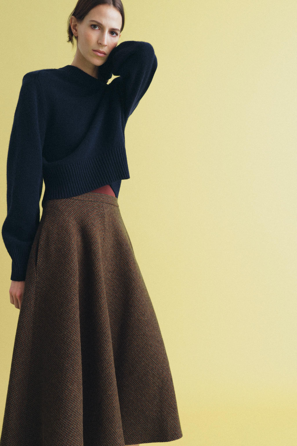 ZW COLLECTION WOOL HOUNDSTOOTH LAYERED SKIRT - Zara фото 4