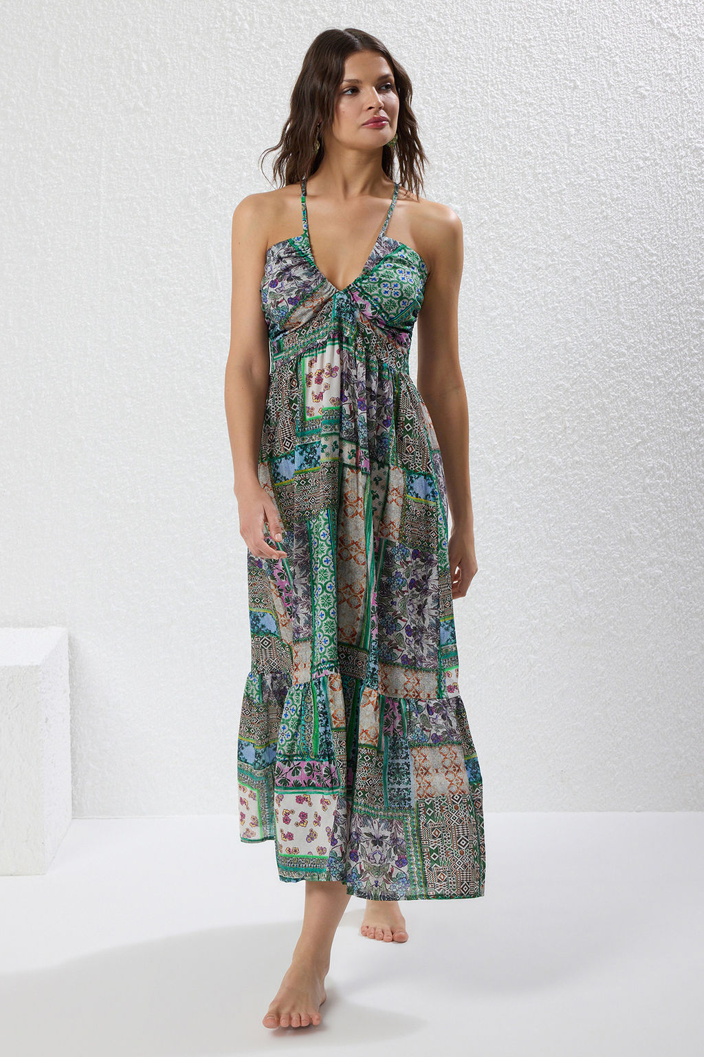 TRENDYOLMILLA Etnik Desenli Dokuma 100% Pamuk Plaj Elbise TBESS25EL00110 фото 8