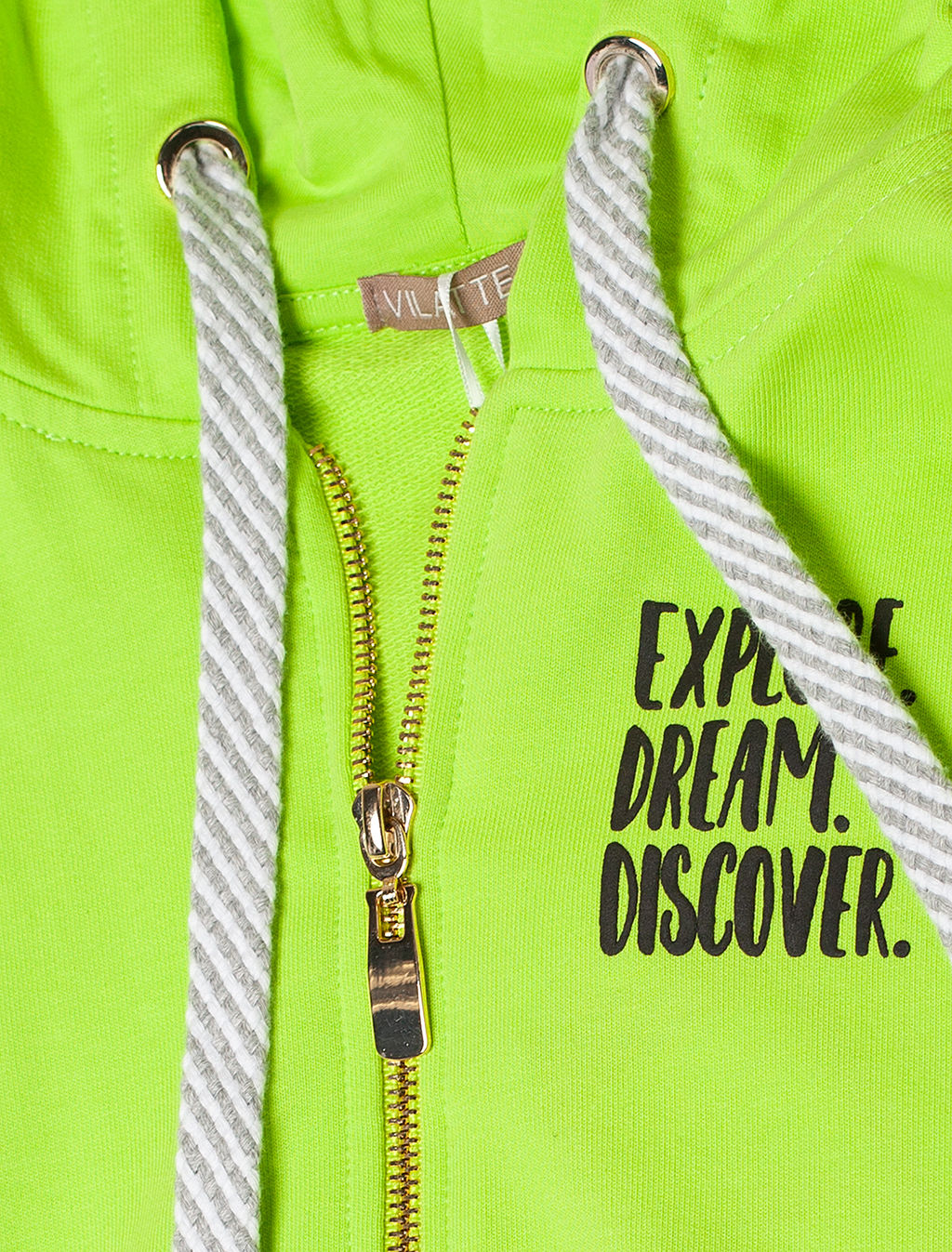 VILATTE / Худи на молнии из премиального футера с золотистой фурнитурой для девочки  фото 2