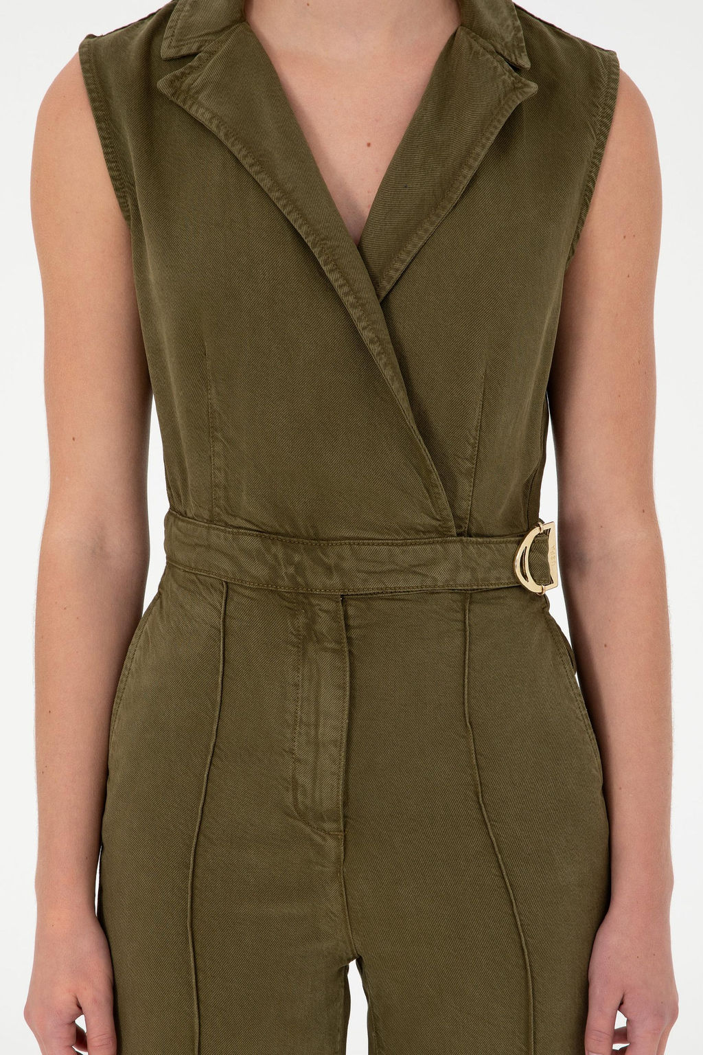 Женский джинсовый комбинезон цвета хаки Неожиданная скидка в корзине - U.s. polo assn фото 5