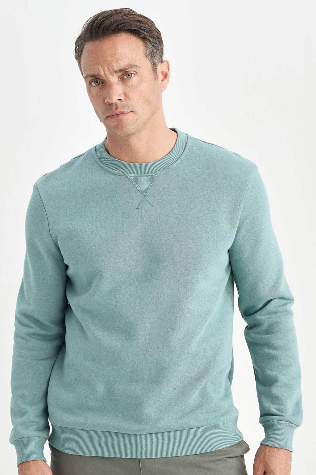 Regular Fit Bisiklet Yaka Kal?n Basic Duz Sweatshirt - Defacto фото 8