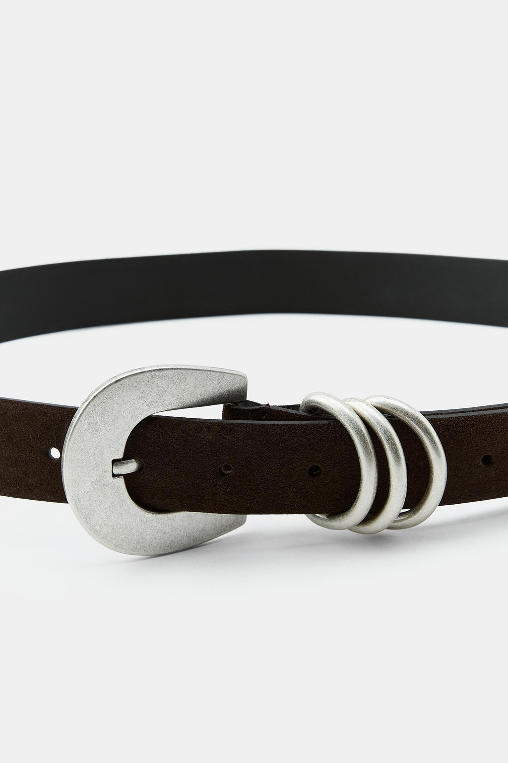 100% SUEDE LEATHER BELT WITH TRIPLE LOOP - Zara фото 3