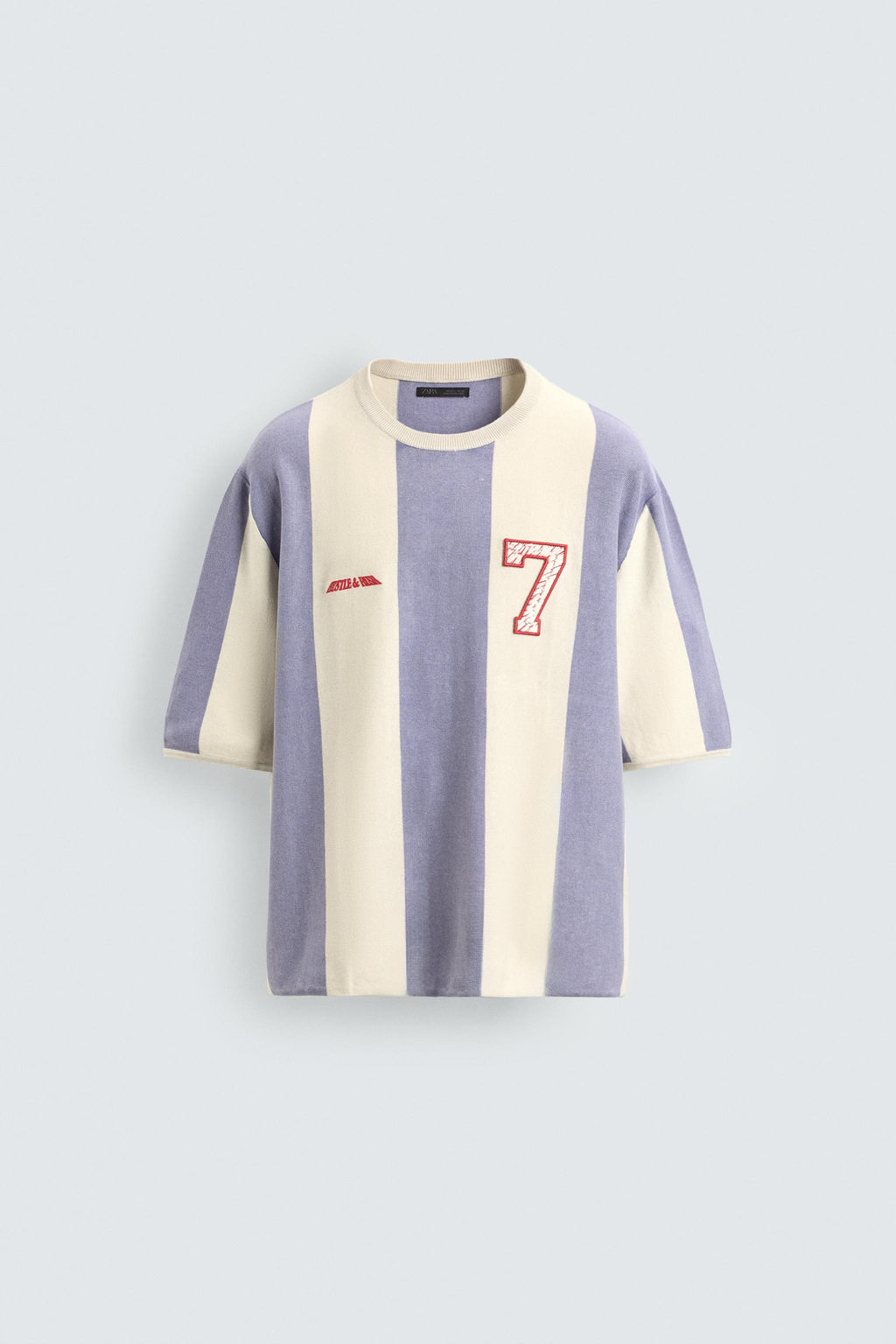 CAMISETA PUNTO RAYAS BORDADO PARCHE / Lila