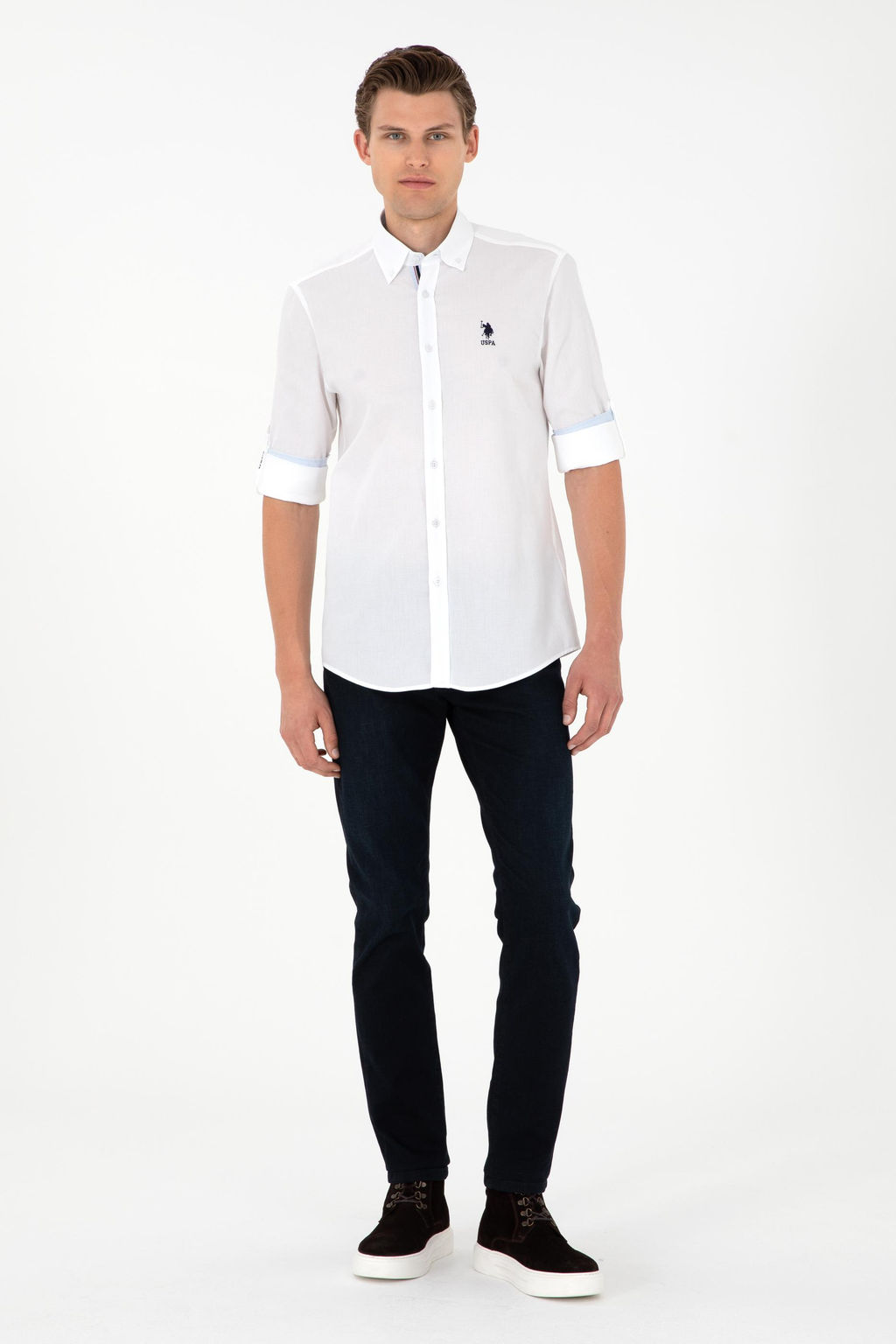 Мужская белая рубашка с длинным рукавом Неожиданная скидка в корзине - U.s. polo assn фото 4